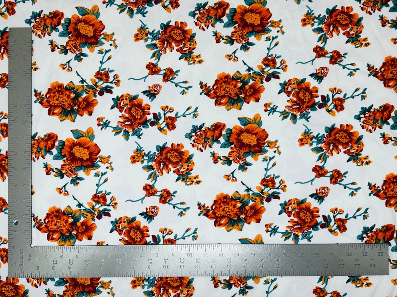 1 Yard Liverpool Knit Floral Print Fabric Stretch Crepe Fabric for Dresses, Tops, and Bows 58"-60" Width
